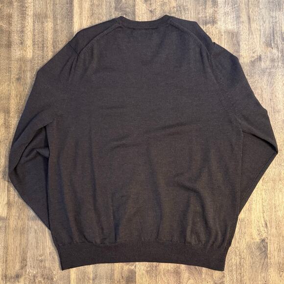Express Design Studio 100% Italian Merino Wool V-Neck Pullover Sweater Brown XL - Picture 9 of 9